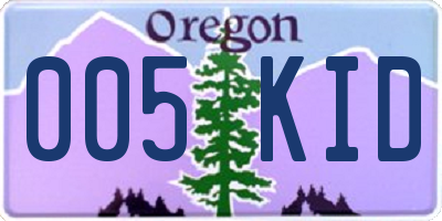 OR license plate 005KID