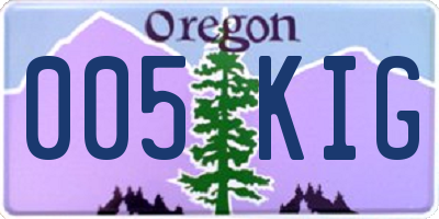 OR license plate 005KIG