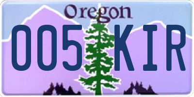 OR license plate 005KIR