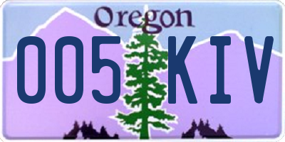OR license plate 005KIV