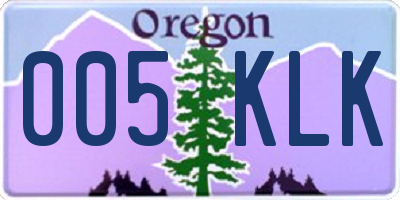 OR license plate 005KLK