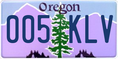 OR license plate 005KLV