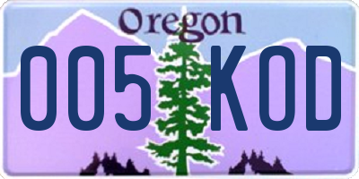 OR license plate 005KOD