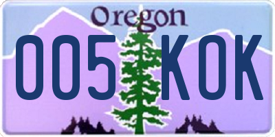 OR license plate 005KOK