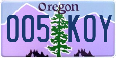 OR license plate 005KOY