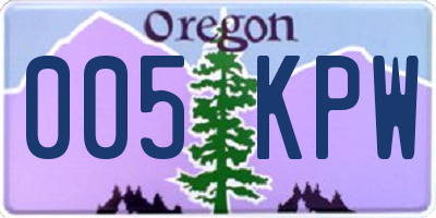 OR license plate 005KPW