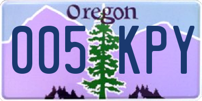 OR license plate 005KPY