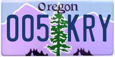 OR license plate 005KRY