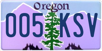 OR license plate 005KSV