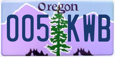 OR license plate 005KWB