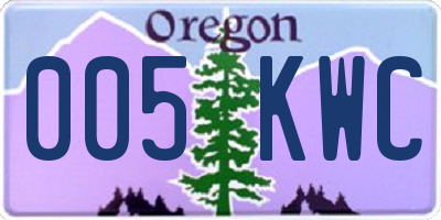OR license plate 005KWC