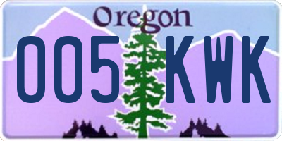 OR license plate 005KWK