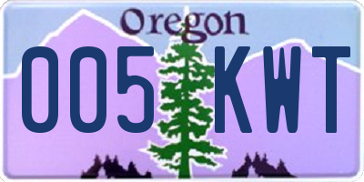 OR license plate 005KWT