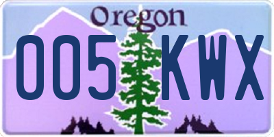 OR license plate 005KWX