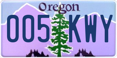 OR license plate 005KWY