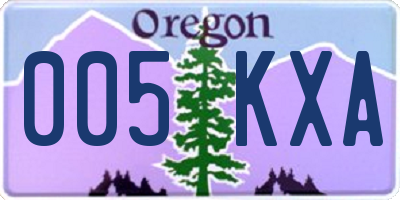 OR license plate 005KXA