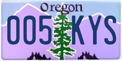 OR license plate 005KYS