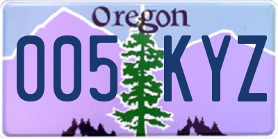 OR license plate 005KYZ
