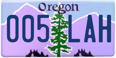 OR license plate 005LAH