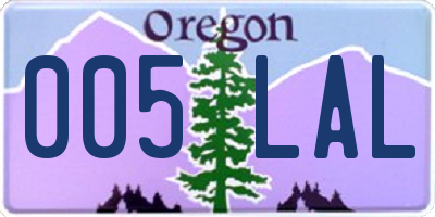 OR license plate 005LAL