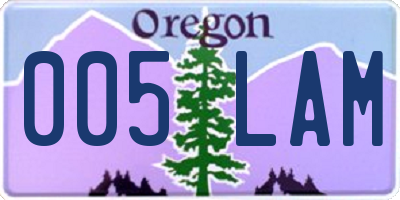 OR license plate 005LAM