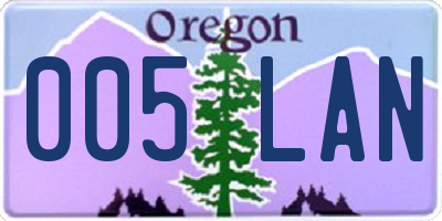 OR license plate 005LAN
