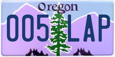OR license plate 005LAP