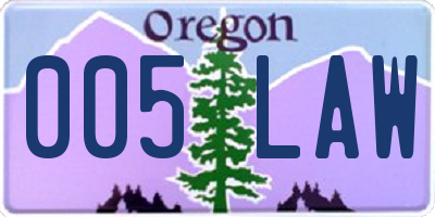 OR license plate 005LAW