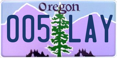 OR license plate 005LAY