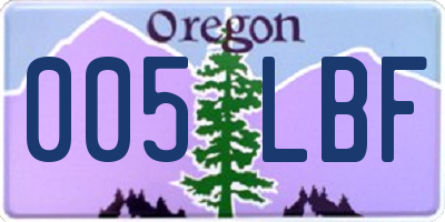 OR license plate 005LBF