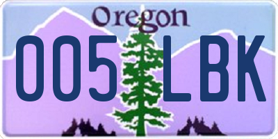 OR license plate 005LBK