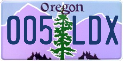 OR license plate 005LDX