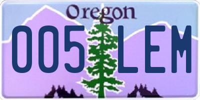 OR license plate 005LEM