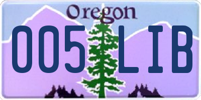 OR license plate 005LIB
