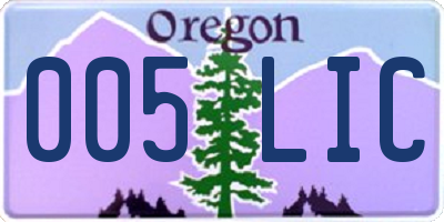OR license plate 005LIC