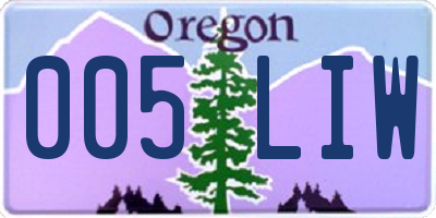 OR license plate 005LIW