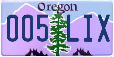 OR license plate 005LIX