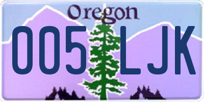 OR license plate 005LJK