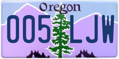 OR license plate 005LJW