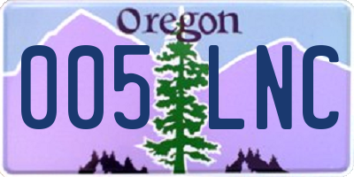 OR license plate 005LNC