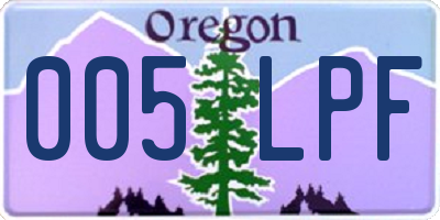 OR license plate 005LPF
