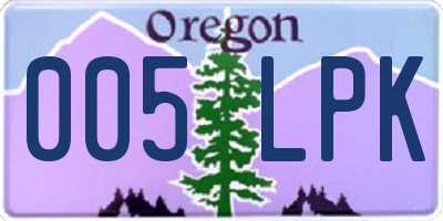 OR license plate 005LPK
