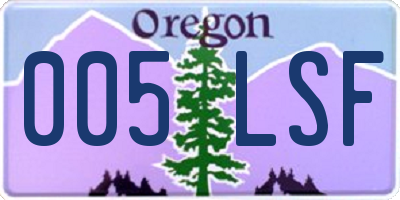 OR license plate 005LSF