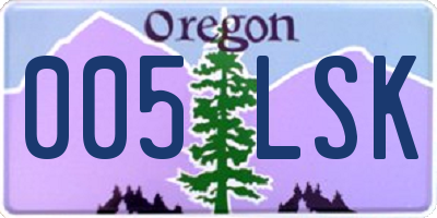 OR license plate 005LSK