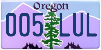 OR license plate 005LUL