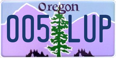 OR license plate 005LUP