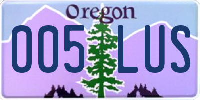 OR license plate 005LUS