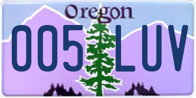 OR license plate 005LUV