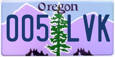 OR license plate 005LVK