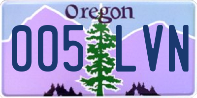 OR license plate 005LVN
